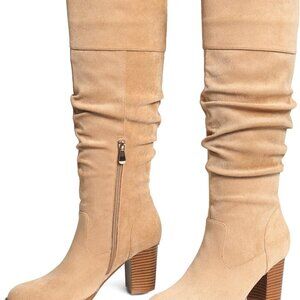 Women's Suede Chunky Heel Boots 6 Suede